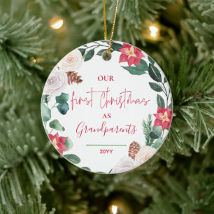 Unser erstes Weihnachts-Großeltern Blumenkohl-Foto Keramik Ornament