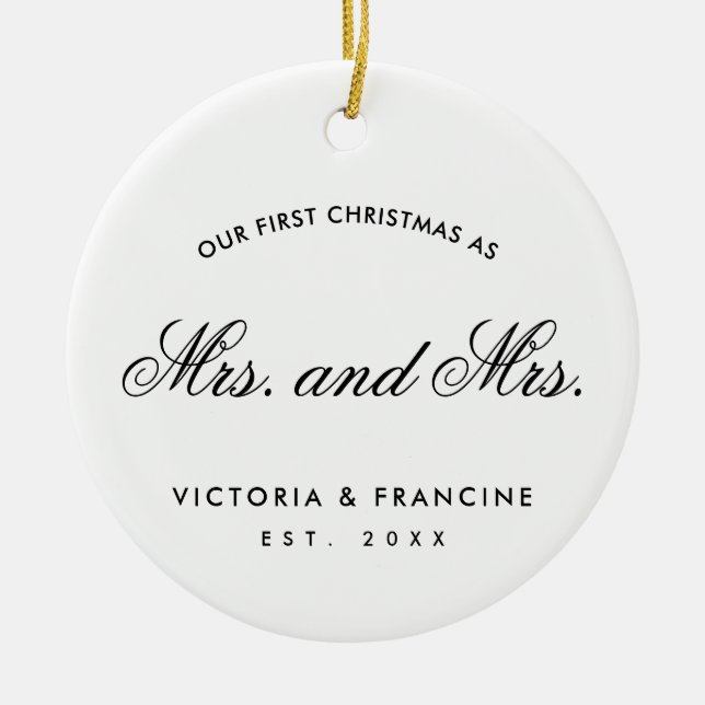 Unser erstes Weihnachts-Lesben-Foto Keramik Ornament (Vorne)