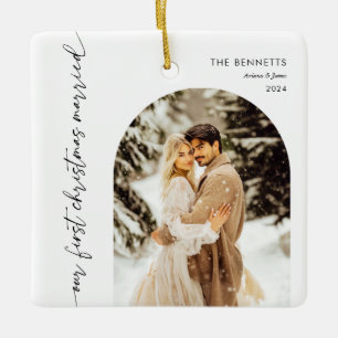 Unser erstes Weihnachts-Maried Couple-Foto neu ver Keramikornament