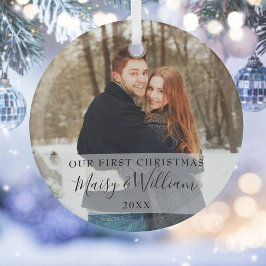 Unser erstes Weihnachts-Newlywings-Foto Ornament Aus Glas