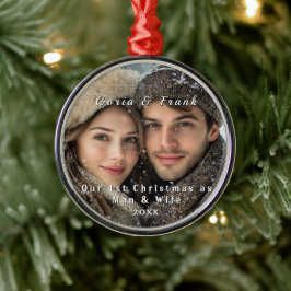 Unser erstes Weihnachts-Persönliches Foto Ornament Aus Metall