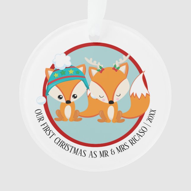 Unser erstes Weihnachts-Rote Fox-Personalisiertes  Ornament (Vorderseite)