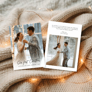 Unser erstes Weihnachts-Script-Winter-Hochzeitssze Feiertagskarte