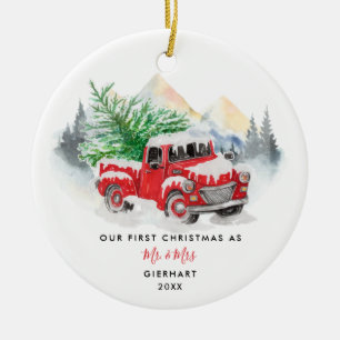 Unser erstes Weihnachts-Verheiratet-Individuelle N Keramik Ornament
