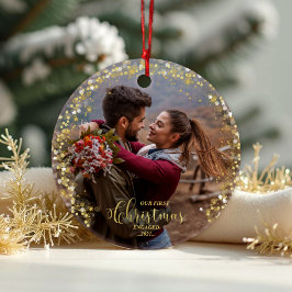 Unser erstes Weihnachts-Verlobt-Foto-Ornament Ornament