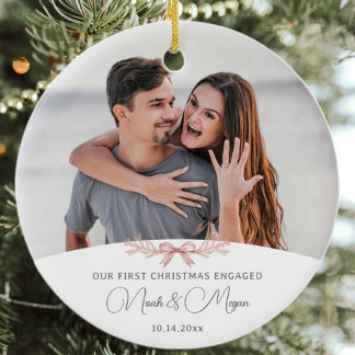 Unser erstes Weihnachts-Verlobt-Keramik-Foto Ornam Keramik Ornament