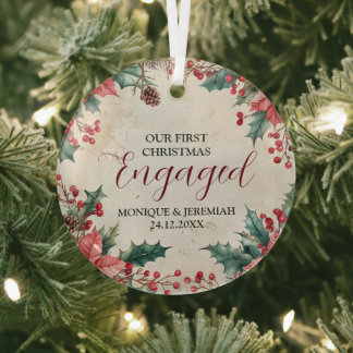 Unser erstes Weihnachts-Verlobt-Keramik-Ornament Ornament Aus Glas