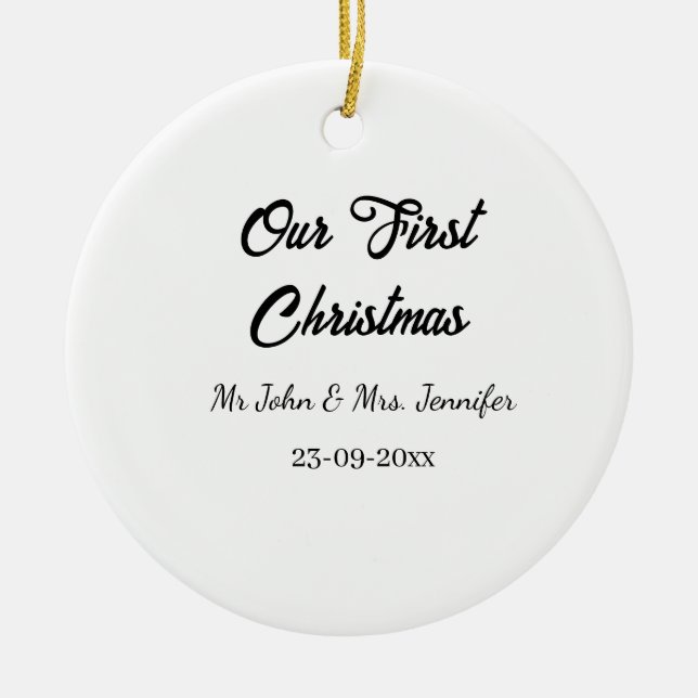 Unser erstes Weihnachtsdatum - Herr und Frau - Keramik Ornament (Vorne)