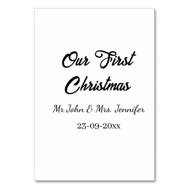 Unser erstes Weihnachtsdatum - Herr und Frau - Tischnummer (Vorderseite)