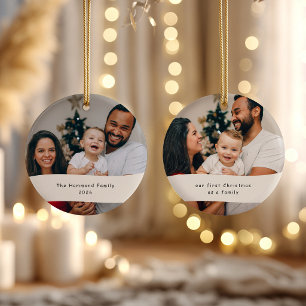 Unser erstes Weihnachtsfest als Familie   2 Fotos  Keramik Ornament