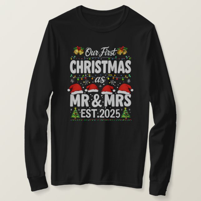 Unser erstes Weihnachtsfest als Mr. & Mrs. 2024 Ve T-Shirt (Design vorne)