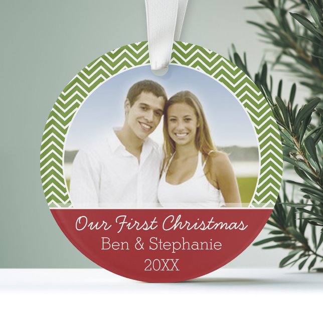 Unser erstes Weihnachtsfest - doppelseitig Ornament (Personalized First Christmas Photo Ornament)