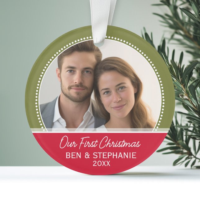 Unser erstes Weihnachtsfest - doppelseitig Ornament (Personalized Wedding Anniversary Photo Ornament)