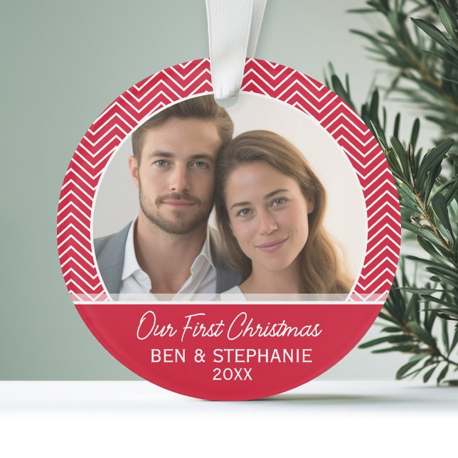 Unser erstes Weihnachtsfest - doppelseitig Ornament (Personalized First Christmas Photo Ornament)