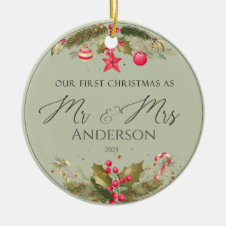 Unser erstes Weihnachtsfest-Foto Keramik Ornament