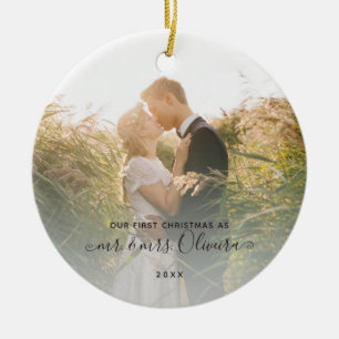 Unser erstes Weihnachtsfest, Frau Foto, Verheirate Keramik Ornament