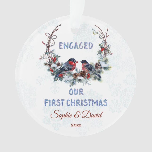 Unser erstes Weihnachtsfest mit Bullfinen Ornament (Vorderseite)