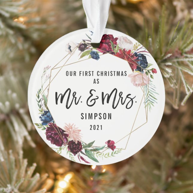 Unser erstes Weihnachtsfest Mr. & Mrs. | Erstes Ve Ornament (Baum)