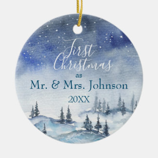 Unser erstes Weihnachtsfest Mr. & Mrs. | Verheirat Keramik Ornament