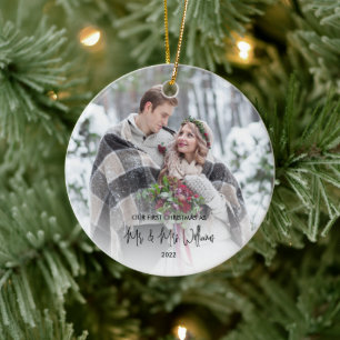 Unser erstes Weihnachtsfest - Mr. und Mrs. Wedding Keramik Ornament