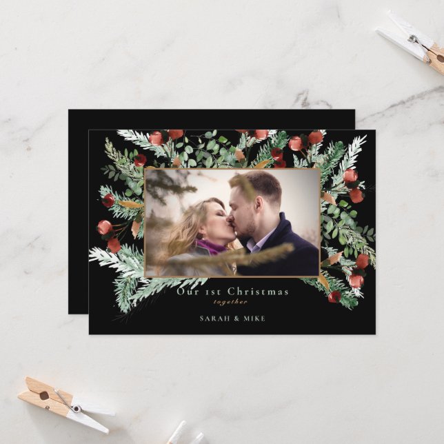 Unser erstes Weihnachtsfest zusammen Foto Black (Vorderseite/Rückseite Beispiel)