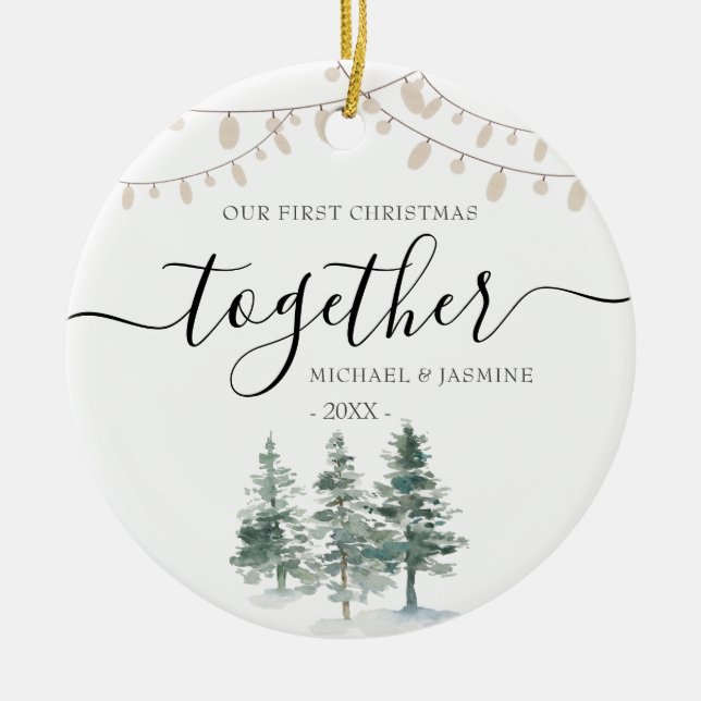 Unser erstes Weihnachtsfest zusammen mit Pine Tree Keramik Ornament (Vorne)