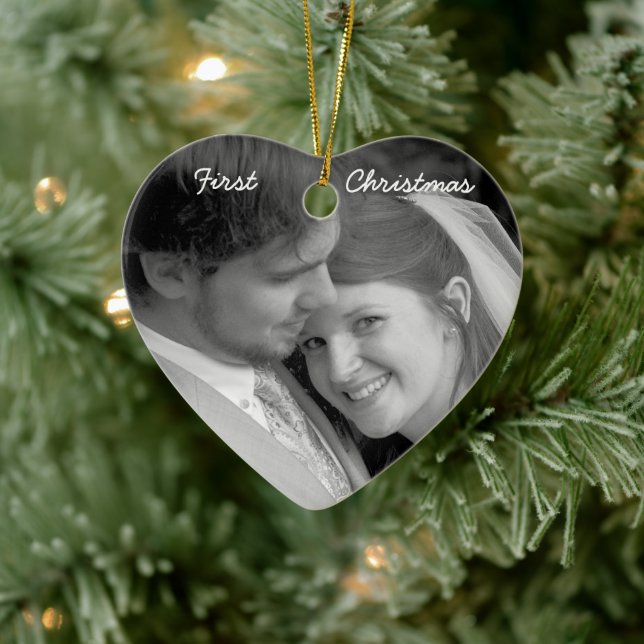 Unser erstes Weihnachtsgeschenk Aquamarin Damaske  Keramik Ornament (Baum)