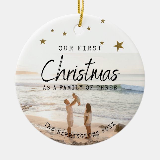 Unser erstes Weihnachtsgeschenk für die Keramik Keramik Ornament (Vorne)