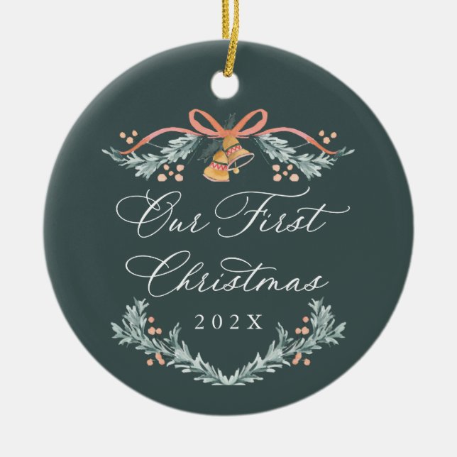 Unser erstes Weihnachtsgeschenk mit neuem Foto Keramik Ornament (Vorne)