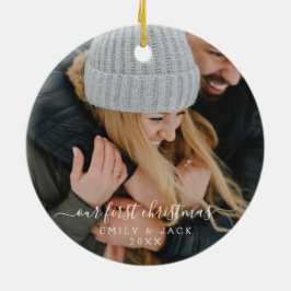 Unser erstes Weihnachtshandbrief-Foto Keramik Ornament