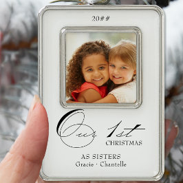 Unser erstes Weihnachtskalligrafie-Foto und unsere Rahmen-Ornament Silber