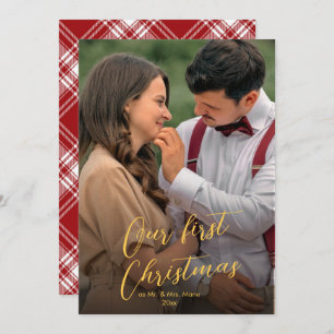 Unser erstes Weihnachtskript, neu verheiratet Name Feiertagskarte