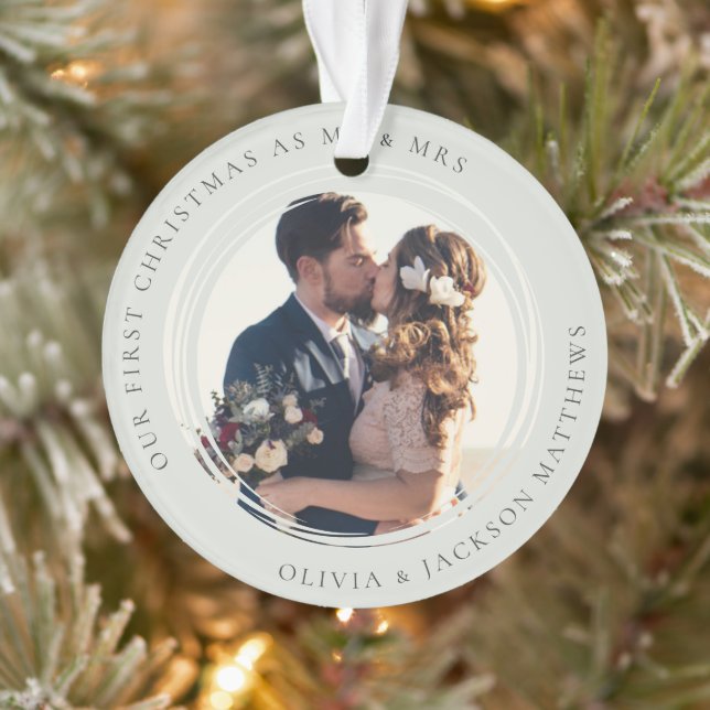Unser erstes Weihnachtslied Mr. & Mrs. Foto Ornament (Baum)