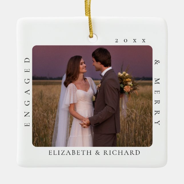 Unser erstes Weihnachtsminimum Modernität Verlobt  Keramikornament (Vorderseite)