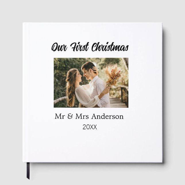 Unser erstes Weihnachtspaar Foto Name Mr. & Mrs. M Gästebuch (Vorderseite)