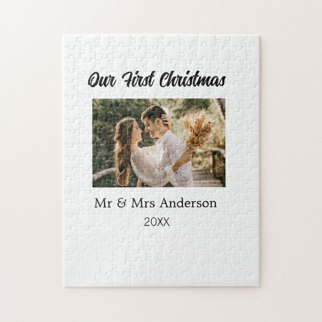 Unser erstes Weihnachtspaar Foto Name Mr. & Mrs. M Puzzle (Vertikal)