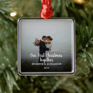 Unser erstes Weihnachtspaar zusammen verheiratetes Ornament Aus Metall
