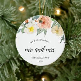 Unser erstes Weihnachtspfirsich mit floralen, neug Keramik Ornament