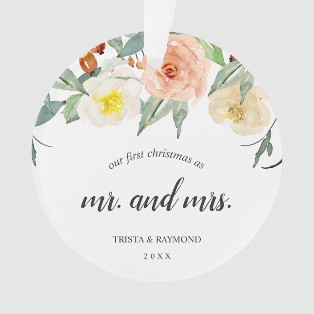 Unser erstes Weihnachtspfirsich mit floralen, neug Ornament (Vorderseite)