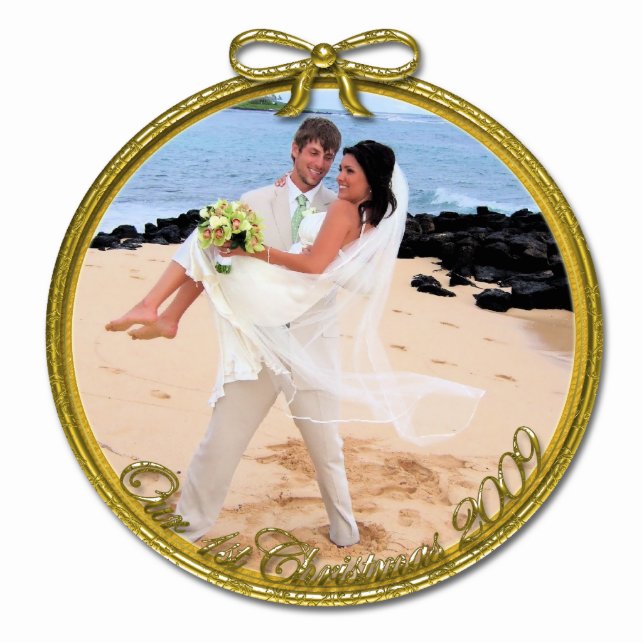 Unser erstes Weihnachtsschmuck Fotoskulptur Ornament (Vorne)