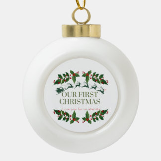 Unser erstes Weihnachtsschmuck Keramik Kugel-Ornament