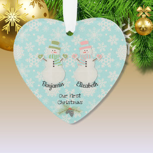 Unser erstes Weihnachtsschneemann-Gemälde Ornament