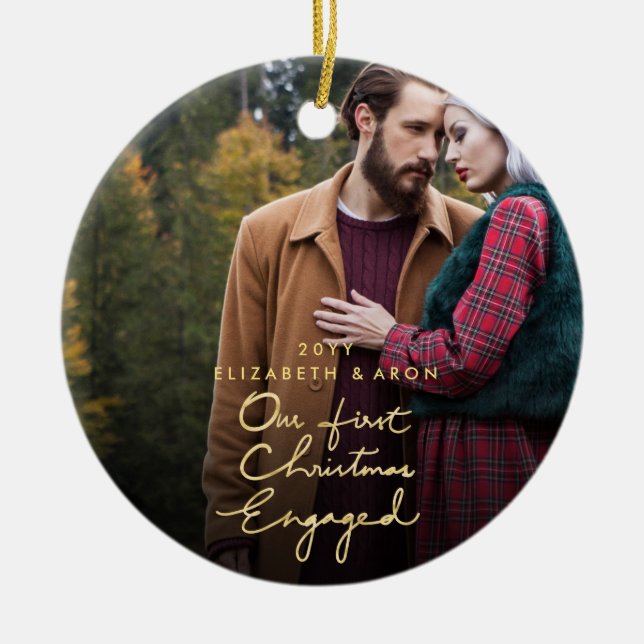 Unser erstes Weihnachtsverlobtes Keramik Ornament (Vorne)