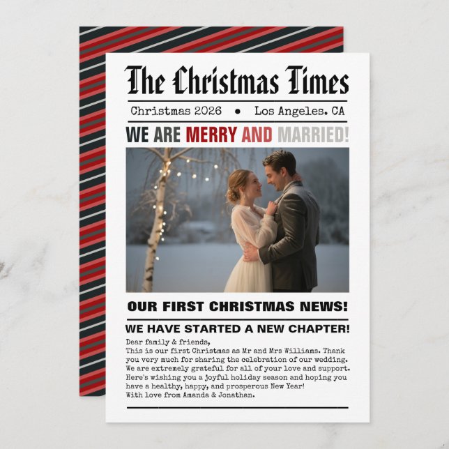 Unser erstes Weihnachtszeitungen-Foto Feiertagskarte (Vorne/Hinten)