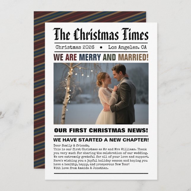 Unser erstes Weihnachtszeitungen-Foto Feiertagskarte (Vorne/Hinten)