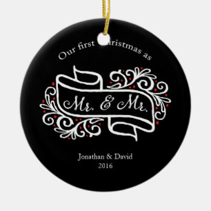 Unser erstes Weihnachtszusammen homosexuelles Keramik Ornament