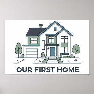 Unser erstes Zuhause - Benutzerdefinierter Adressp Poster