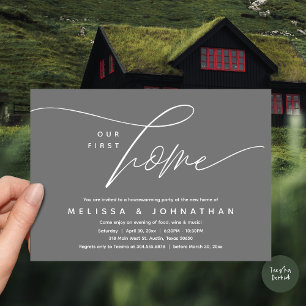 Unser erstes Zuhause-Party mit gemütlichem, liebev Einladung