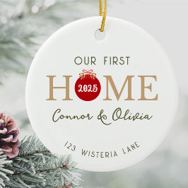 Unser erstes Zuhause Personalisierte Namen Adresse Keramik Ornament