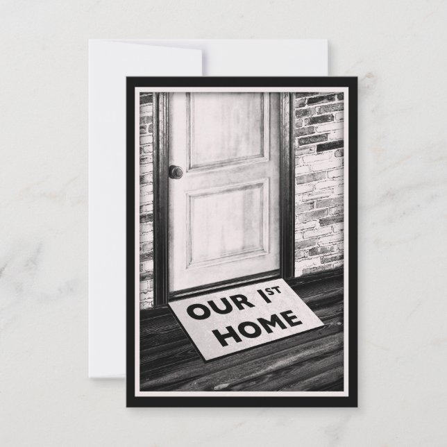 unser erstes Zuhause-Türmattenfoto Einladung (Vorderseite)
